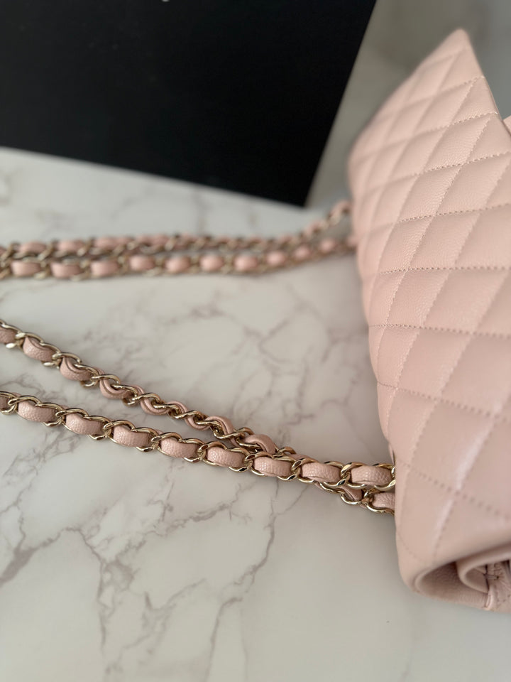 CHANEL 21C 2021 Rose Clair Caviar LGHW Medium ML 11.12 Timeless Classic Double Flap Bag