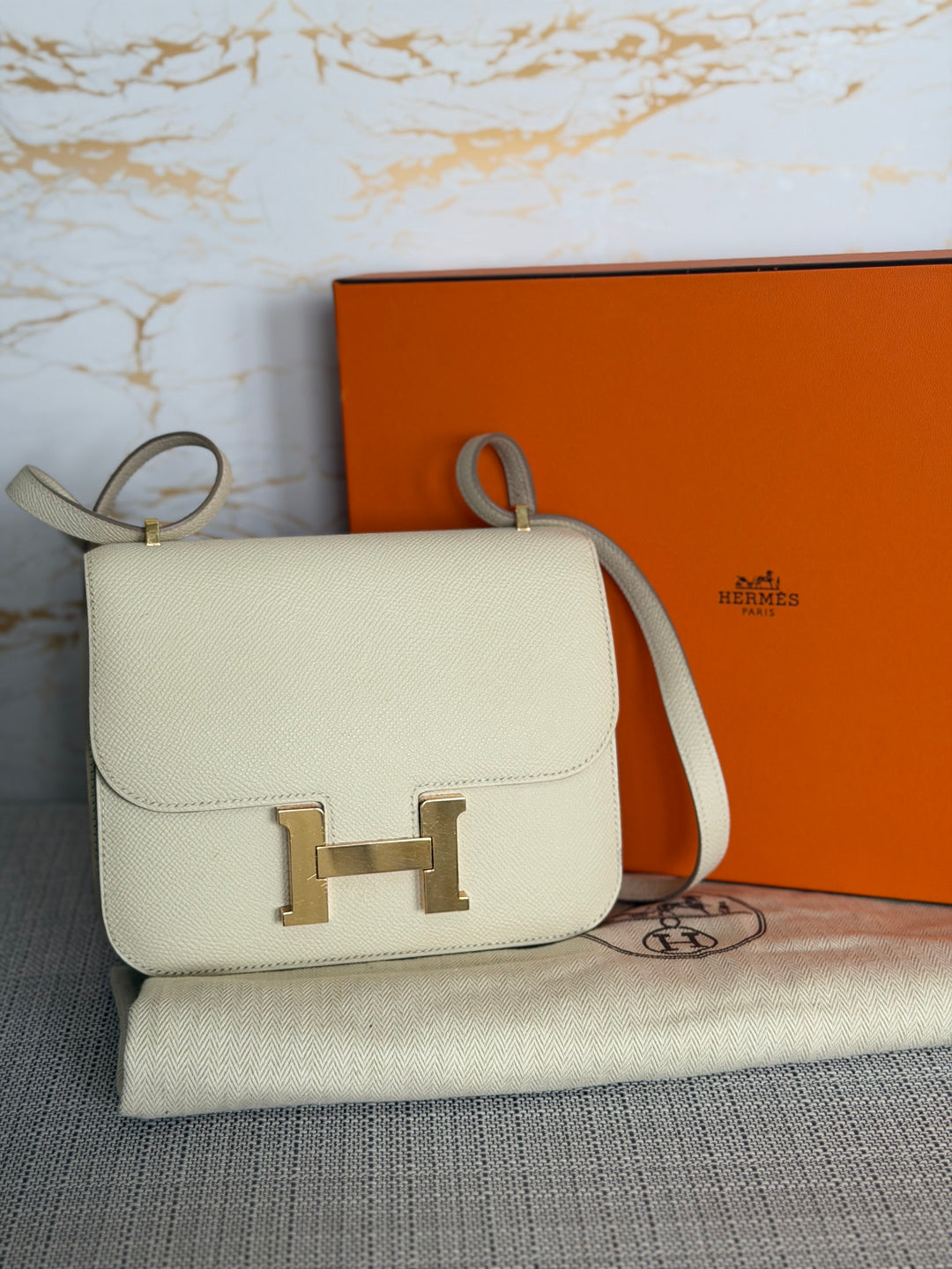 Hermès Constance 18 Mini Constance Craie Epsom Leather RGHW