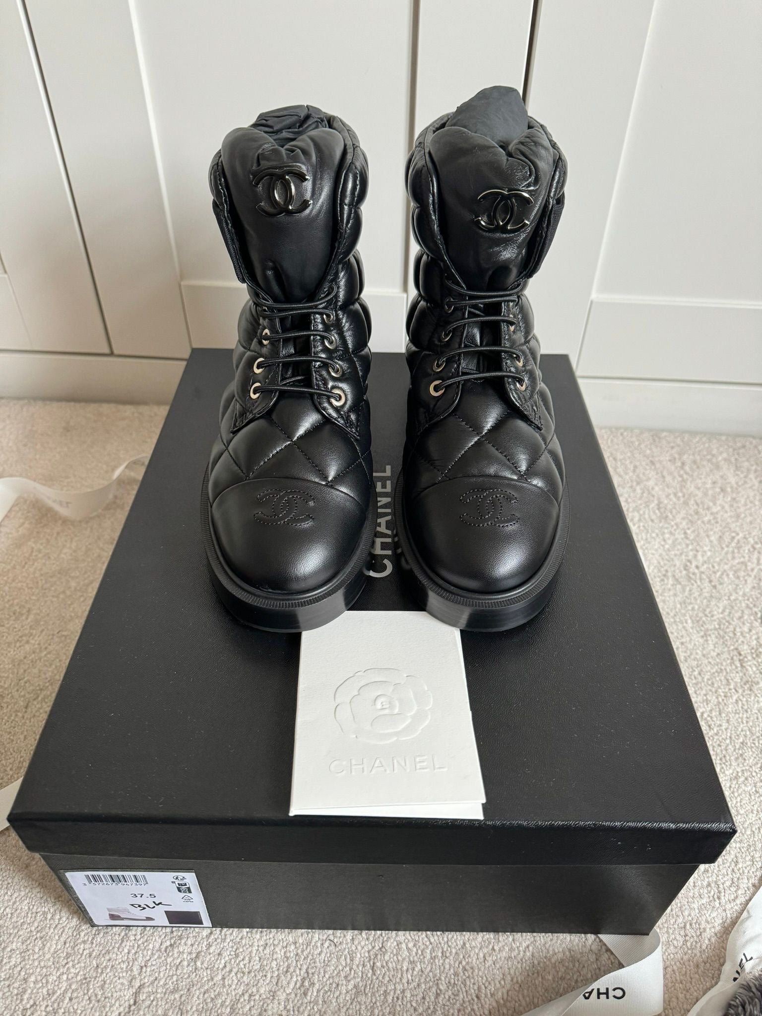 Chanel Black Leather Boots Size EU 37.5