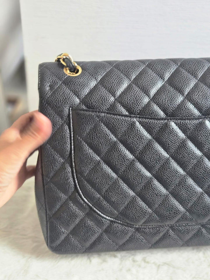Chanel series 13 2010 Black Caviar Maxi Single Flap Bag with GHW
