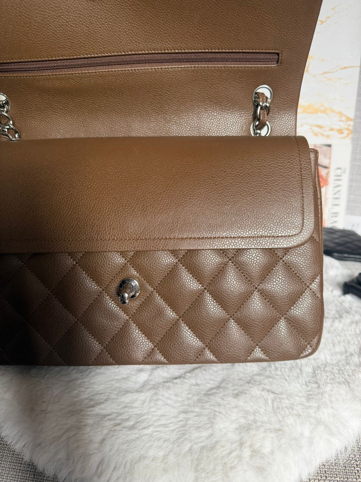 CHANEL series 15 Brown Caviar SHW Jumbo Classic Double Flap Bag 2011