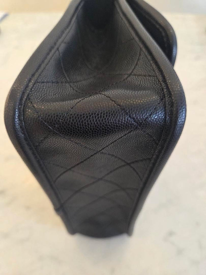 CHANEL 25B 2025 Top Handle Black Caviar Aged GHW with Charm