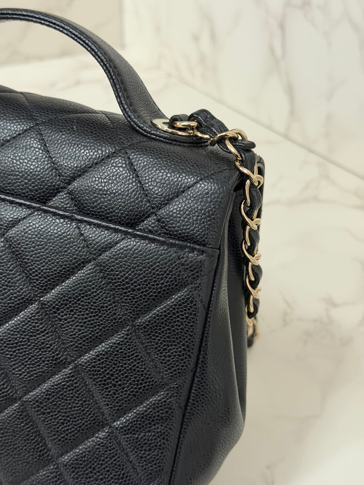 CHANEL Black Caviar LGHW Medium Business Affinity Flap Bag Microchipped