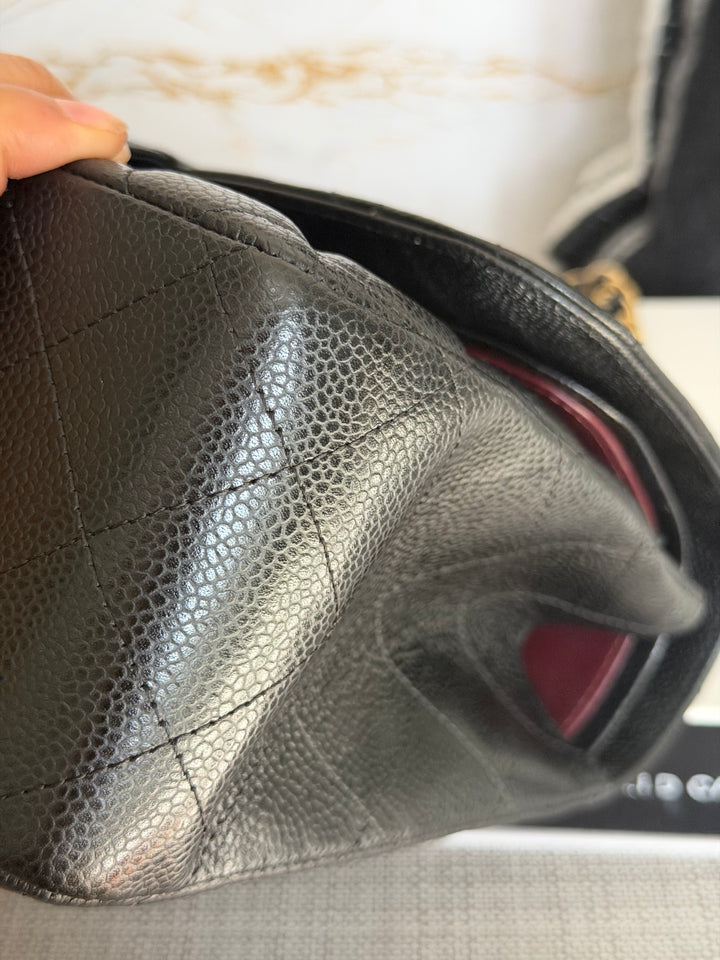 CHANEL series 15 Black Caviar GHW Jumbo Timeless Classic Double Flap Bag 2011