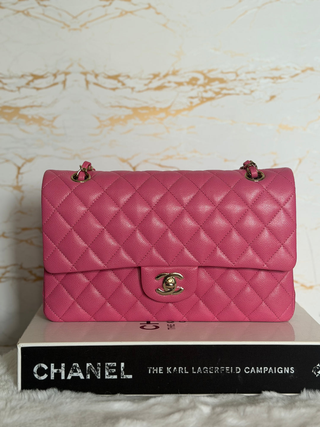 CHANEL series 27 19C Barbie Pink Caviar LGHW 11.12 Medium M/L Timeless Classic Double Flap Bag