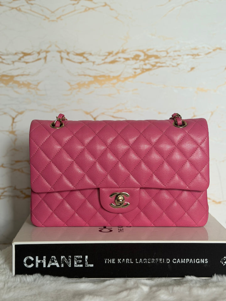 CHANEL series 27 19C Barbie Pink Caviar LGHW 11.12 Medium M/L Timeless Classic Double Flap Bag