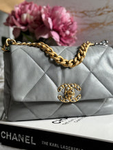 Load image into Gallery viewer, Chanel 19 size Small series 29 2020 Cruise Collection 20C Grey Lambskin Mixed HW Flap Bag
