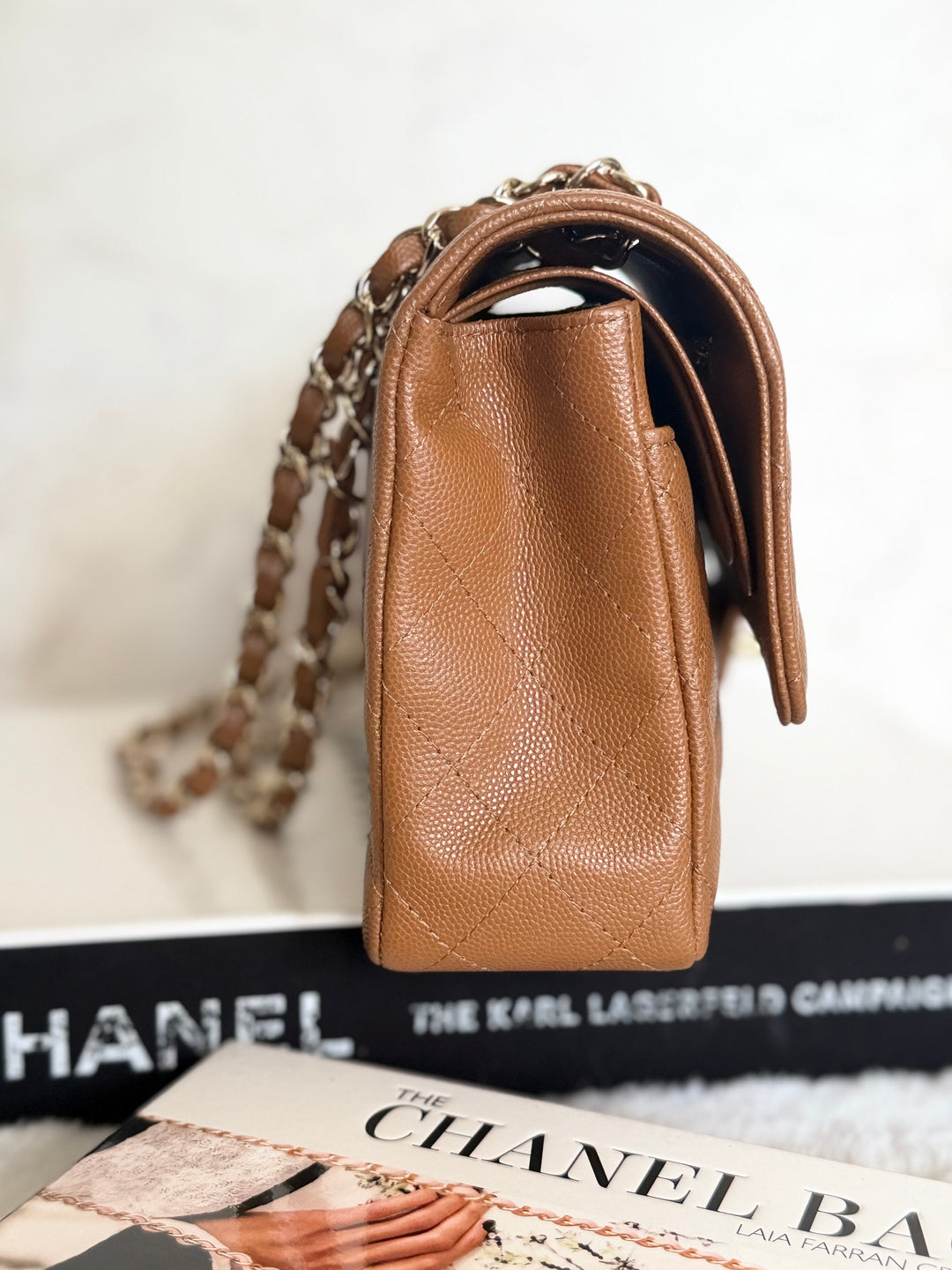 CHANEL 17C Brown Caramel Caviar LGHW Medium ML Timeless Classic Double Flap Bag 2016/2017