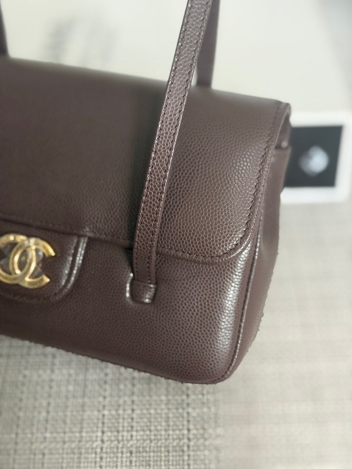 CHANEL Brown Caviar Preppy Mini 26S 2026 with Aged GHW 17 cms