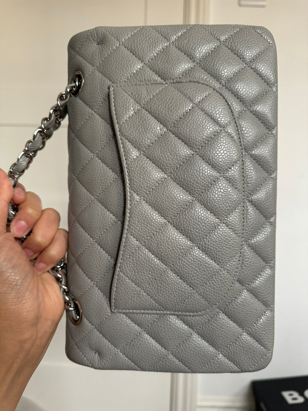 CHANEL series 19 Grey Caviar SHW Medium ML Double Flap Bag 14B collection 2014