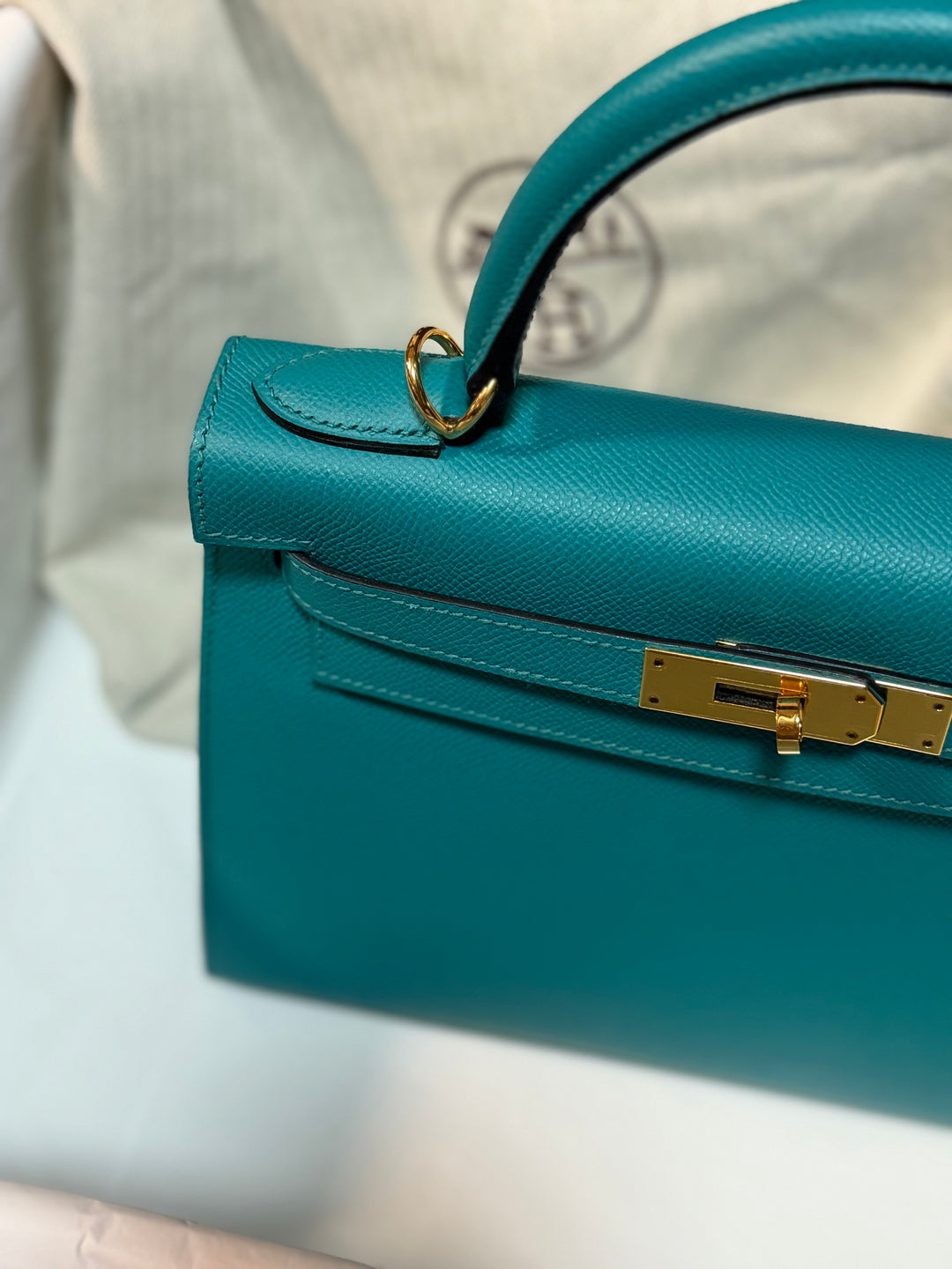 Hermes Kelly 28 Sellier Epsom Leather SO Bleu Paon GHW Stamp D 2019