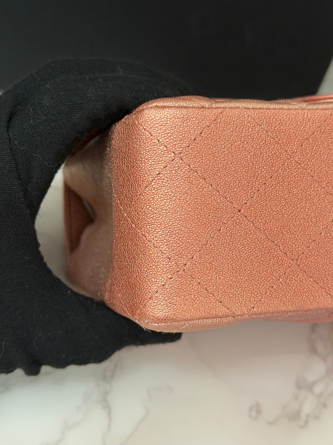 CHANEL 21S Ombré Rose Gold Metallic Copper Lambskin LGHW Mini Rectangular Flap Bag 2021