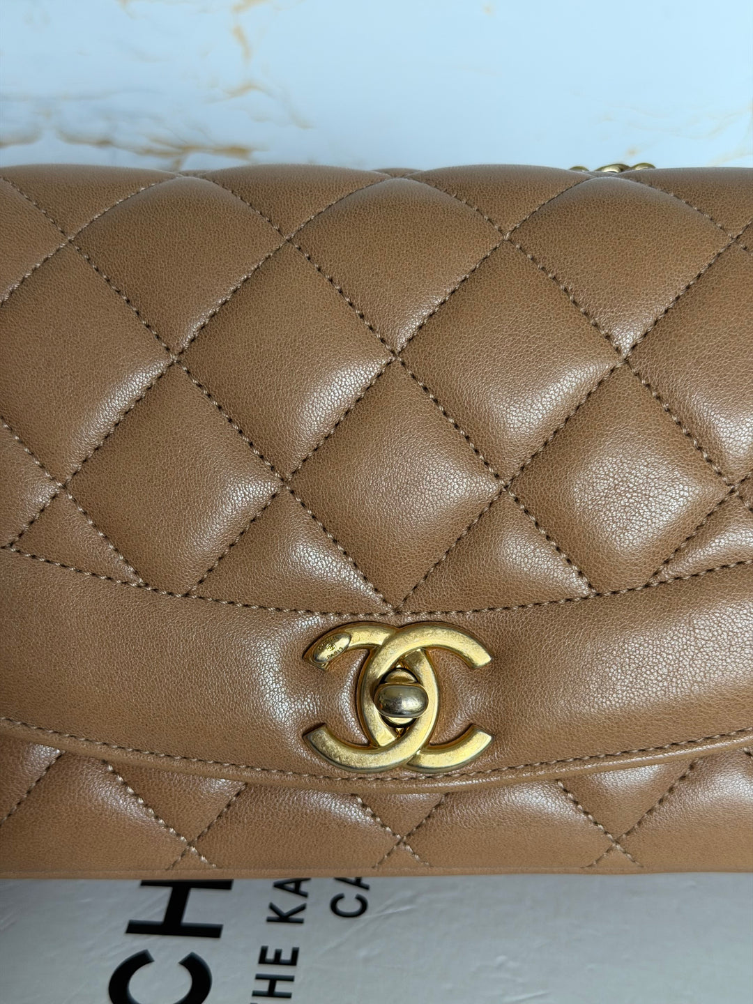 CHANEL series 21 Caramel Brown Lambskin aged GHW Diana Reissue Flap Bag size SMALL 2015