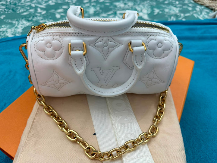LOUIS VUITTON Papillon BB in Snow Emprinte Leather