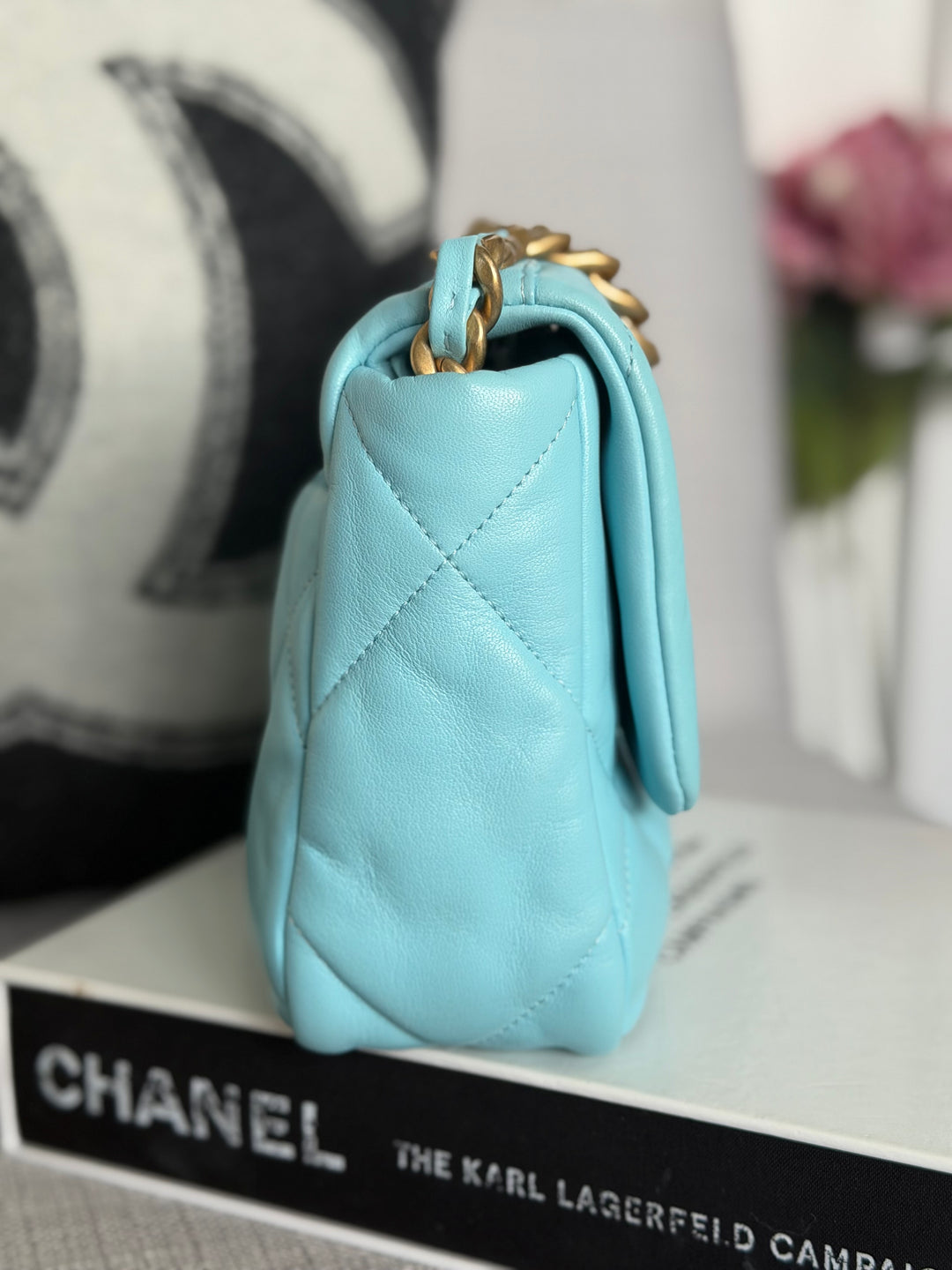 CHANEL 21S series 31 Blue Lambskin 19 Flap Bag size SMALL 2021