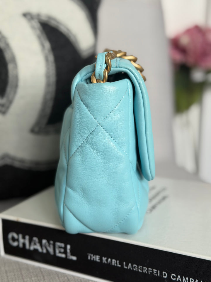 CHANEL 21S series 31 Blue Lambskin 19 Flap Bag size SMALL 2021
