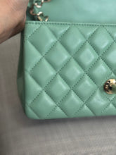 Load image into Gallery viewer, Chanel series 31 21C collection 2020/2021 Pastel Mint Green Lambskin Champagne GHW Mini Rectangular Flap Bag
