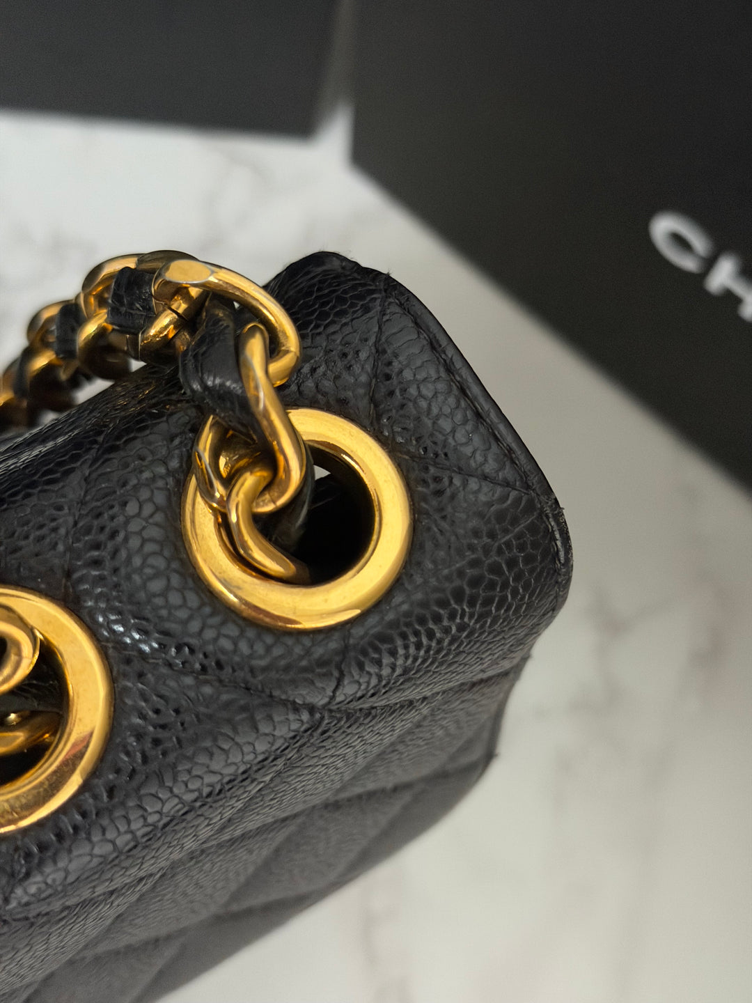 Chanel Series 7 24K GHW Black Caviar Vintage Jumbo Single Flap Bag 2008/2009
