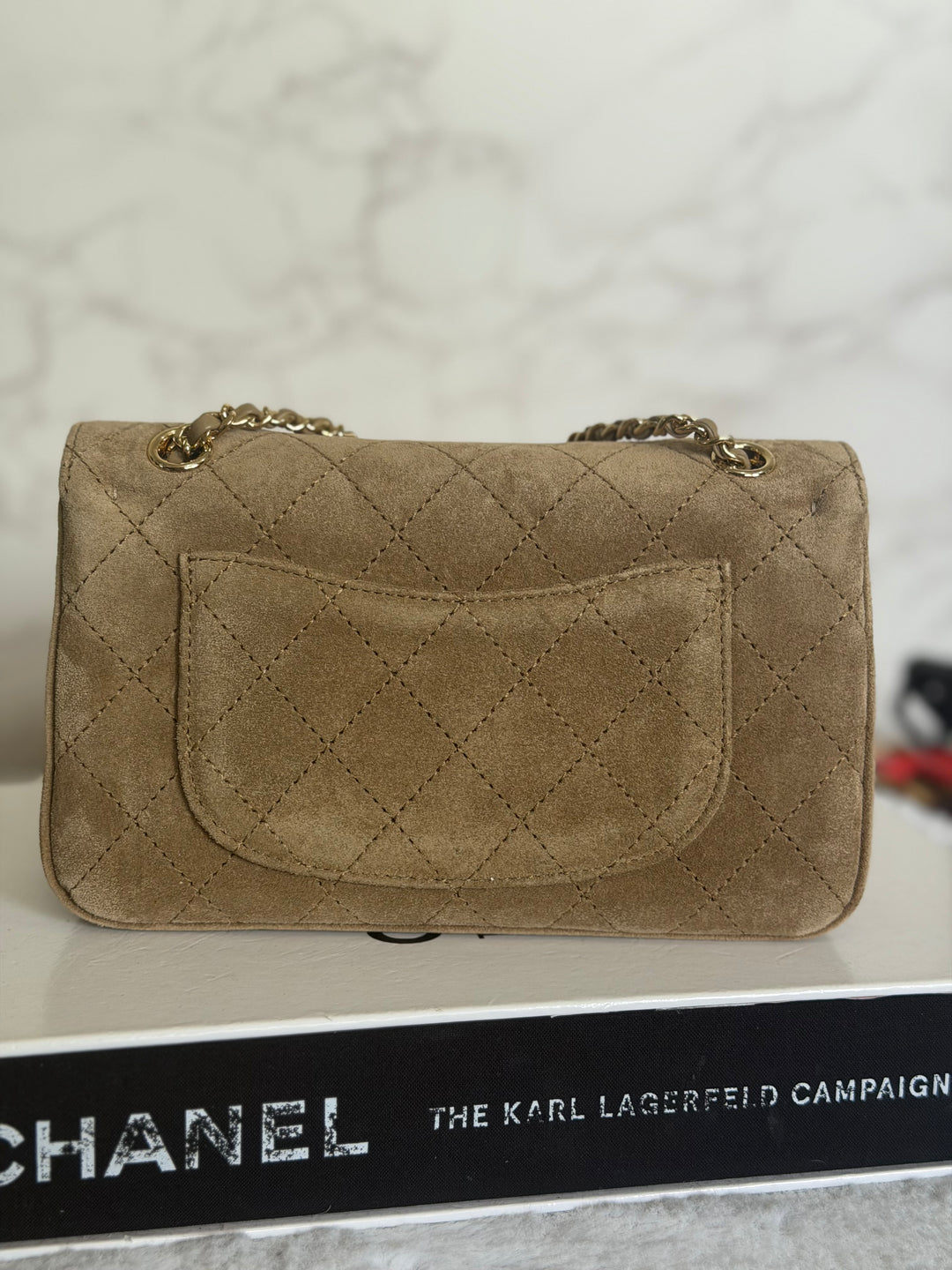 CHANEL 26B Beige Suede Matthie Blazy Mini Flap Bag GHW 2026