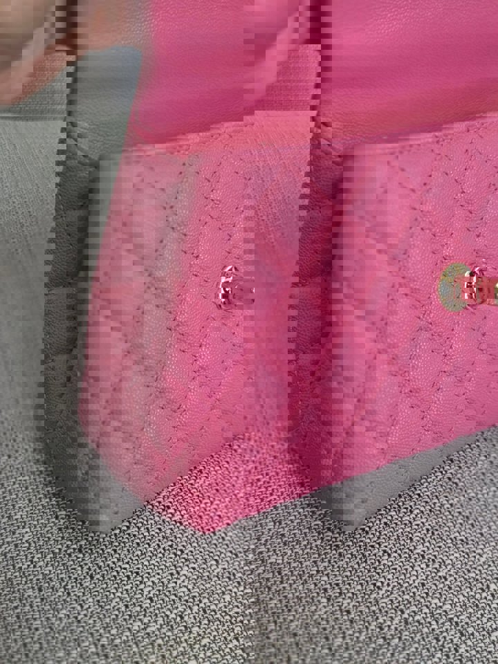 Chanel series 31 21P 2021 Pre Spring/Summer Collection Pink Caviar Coco Handle Flap Bag with Top Handle and Detachable Strap size Small