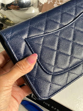 Load image into Gallery viewer, Chanel series 24 17B 2017 Fall/Winter Collection Navy Caviar SHW Classic Wallet on chain (WOC)
