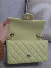 Load image into Gallery viewer, Chanel 23C 2022/2023 Cruise Collection Pastel Lime Green Lambskin Mini Rectangular Flap Bag with Champagne GHW
