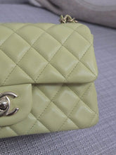 Load image into Gallery viewer, Chanel 23C 2022/2023 Cruise Collection Pastel Lime Green Lambskin Mini Rectangular Flap Bag with Champagne GHW
