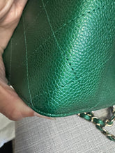 Load image into Gallery viewer, Chanel series 25 18S 2018 Spring/Summer Collection Pearly Emerald Green Caviar Champagne GHW Jumbo Timeless Classic Double Flap Bag
