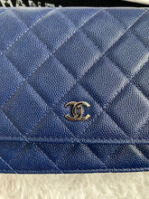 Load image into Gallery viewer, Chanel series 24 17B 2017 Fall/Winter Collection Navy Caviar SHW Classic Wallet on chain (WOC)
