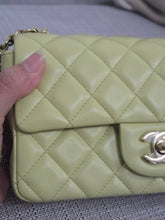 Load image into Gallery viewer, Chanel 23C 2022/2023 Cruise Collection Pastel Lime Green Lambskin Mini Rectangular Flap Bag with Champagne GHW
