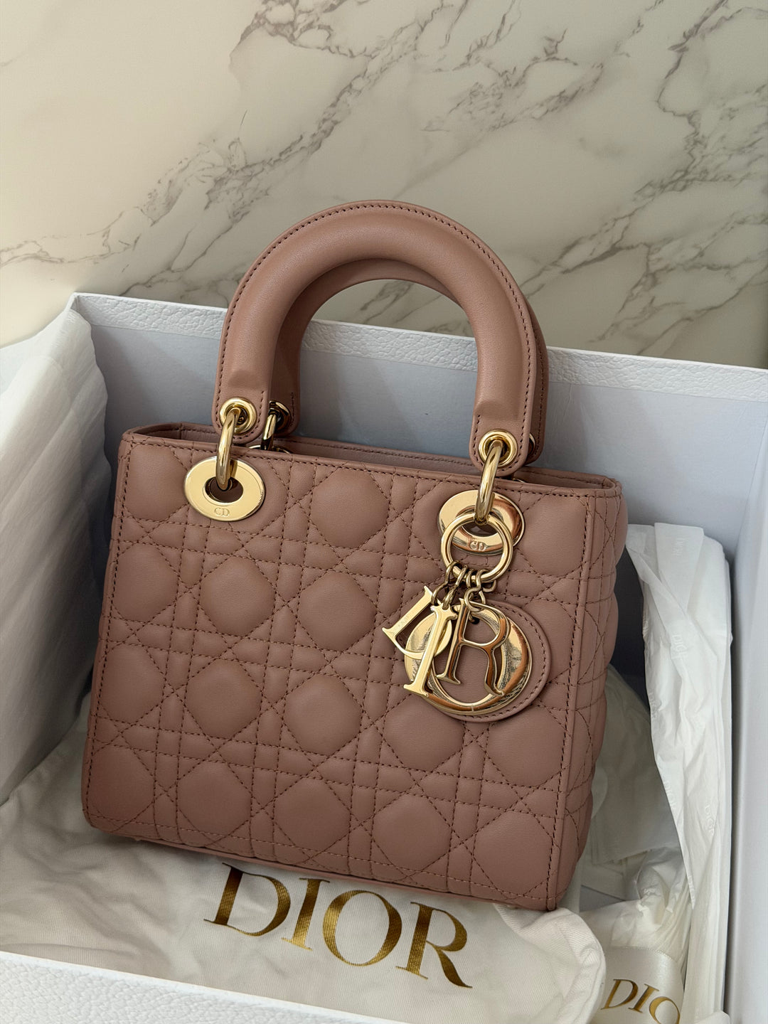 DIOR Lady Dior In Blush Lambskin LGHW size SMALL 2020