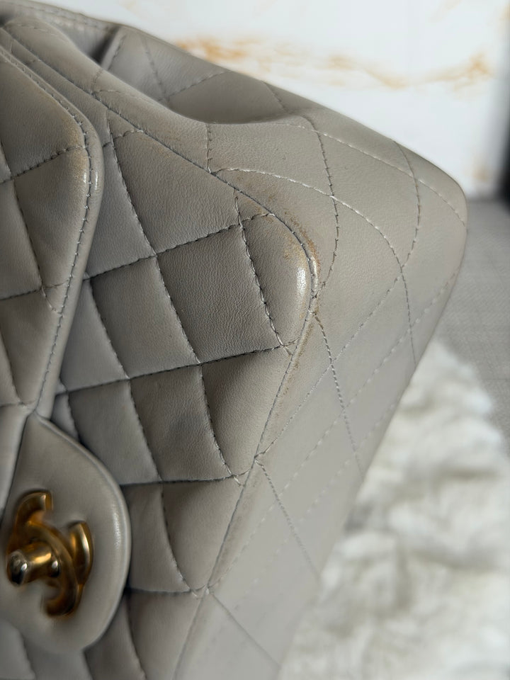 CHANEL Grey Lambskin aged GHW Mini Rectangular Flap bag Top Handle 2021 21A collection