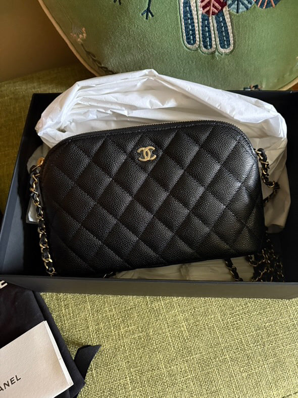 CHANEL Black Caviar LGHW New Style Clutch with chain 2025