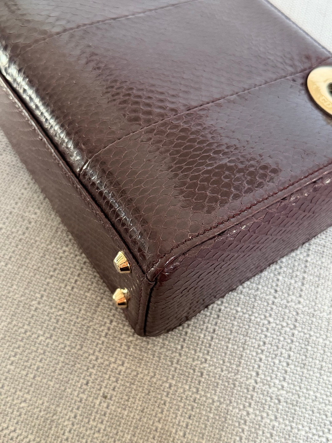 Dior Lady Dior MINI Burgundy Dark Red Python Leather 2018 LGHW