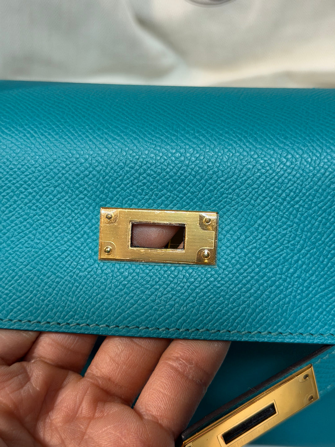 Hermes Kelly 28 Sellier Epsom Leather SO Bleu Paon GHW Stamp D 2019