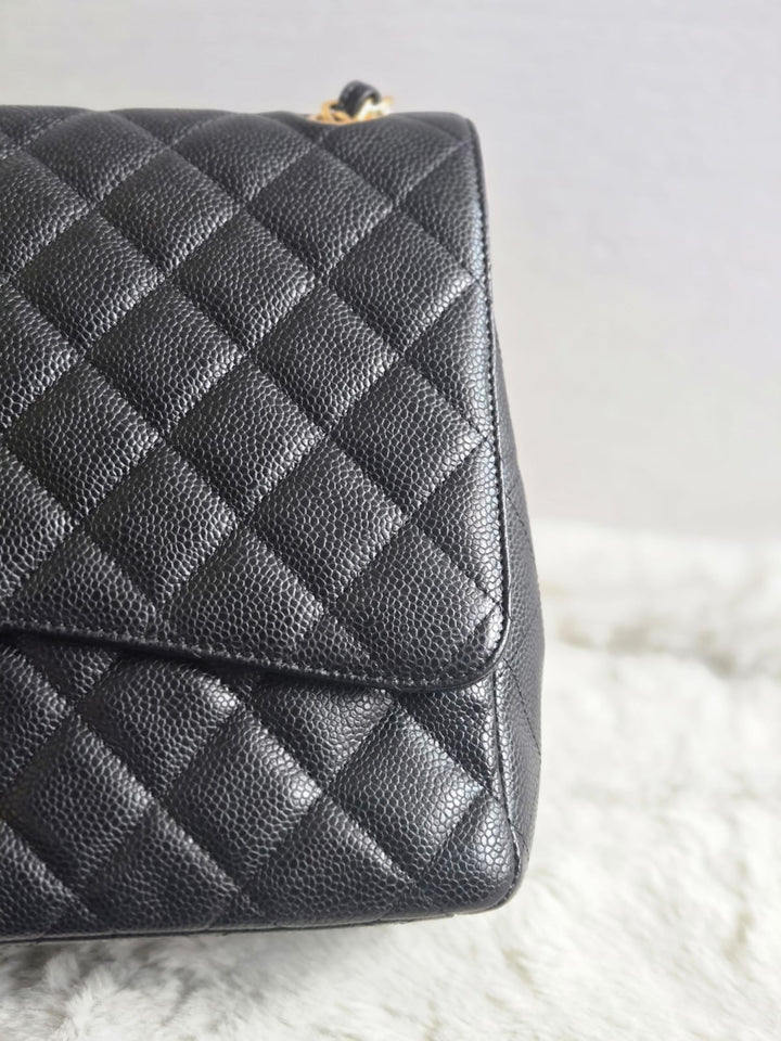 Chanel series 13 2010 Black Caviar Maxi Single Flap Bag with GHW