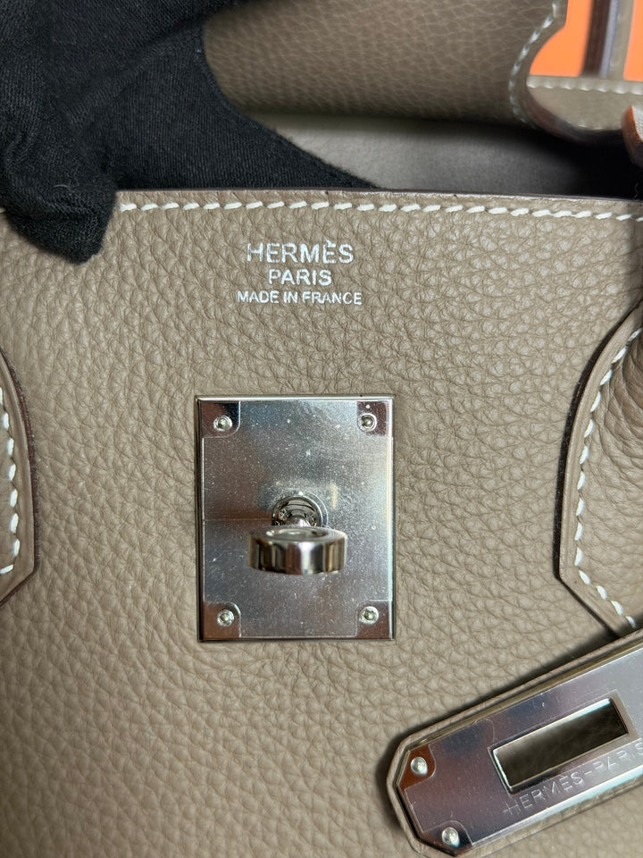 Hermès Etoupe Togo Leather PHW Birkin 30 Stamp A 2017