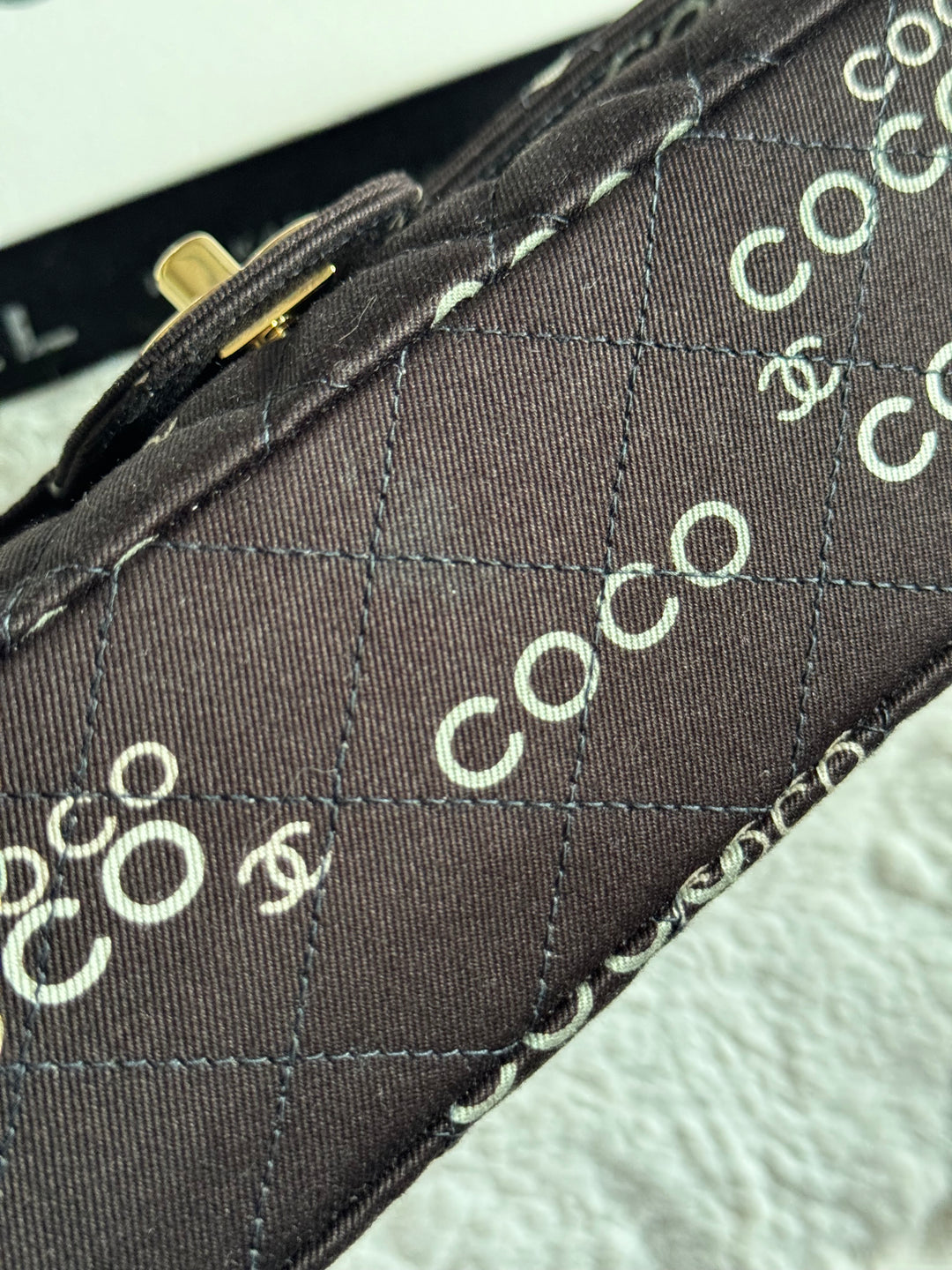 Chanel series 7 2002/2003 Black Canvas Quilted COCO Medium Classic Flap Light Gold Hardware