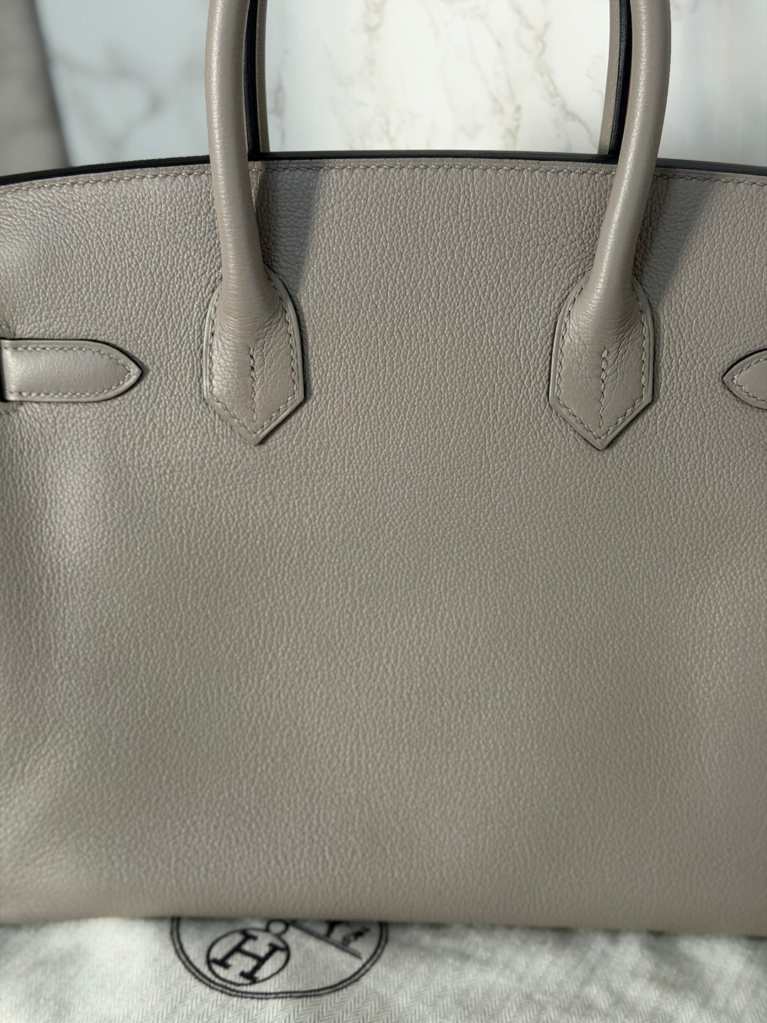 HERMES Gris Asphalt Leather Birkin 30 Bag Palladium Hardware Stamp D 2019