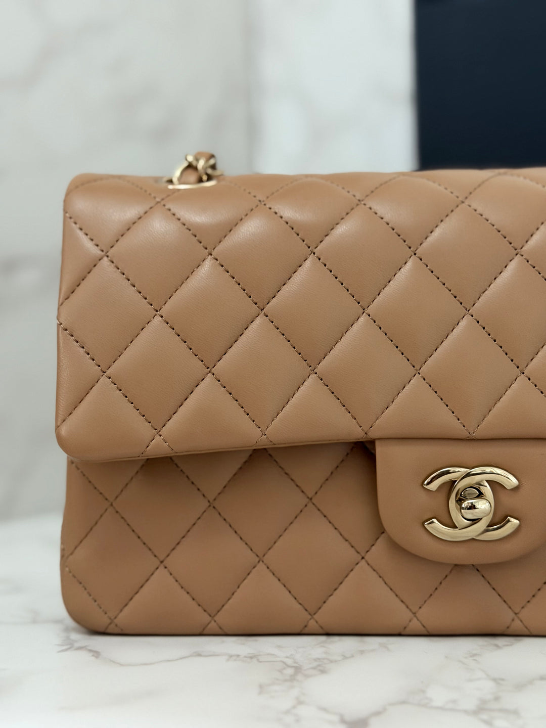 CHANEL 22K collection 2022 Dark Beige Lambskin LGHW Medium ML Timeless Classic Double Flap Bag