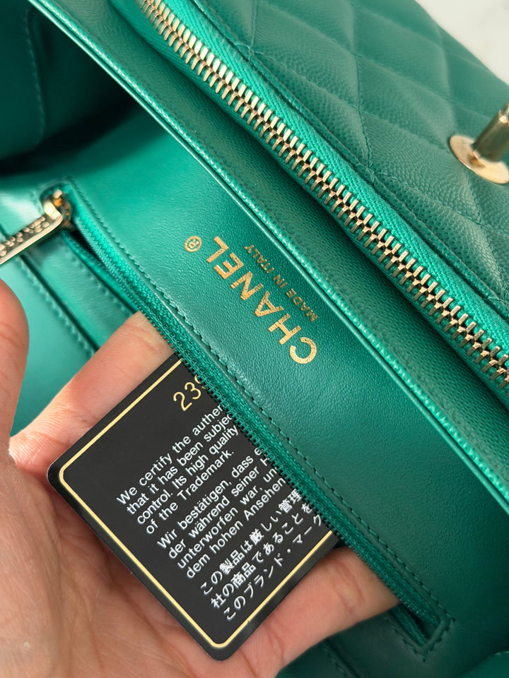 CHANEL series 23 Green Caviar LGHW Medium Business Affinity Flap Bag