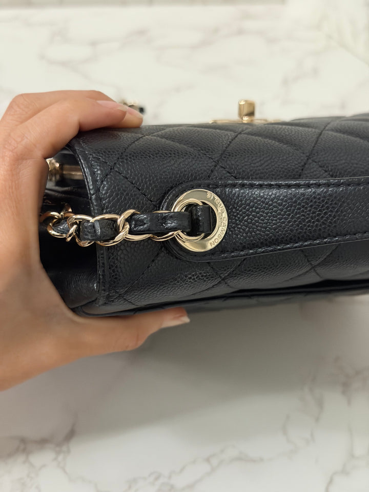 CHANEL Black Caviar LGHW Medium Business Affinity Flap Bag Microchipped