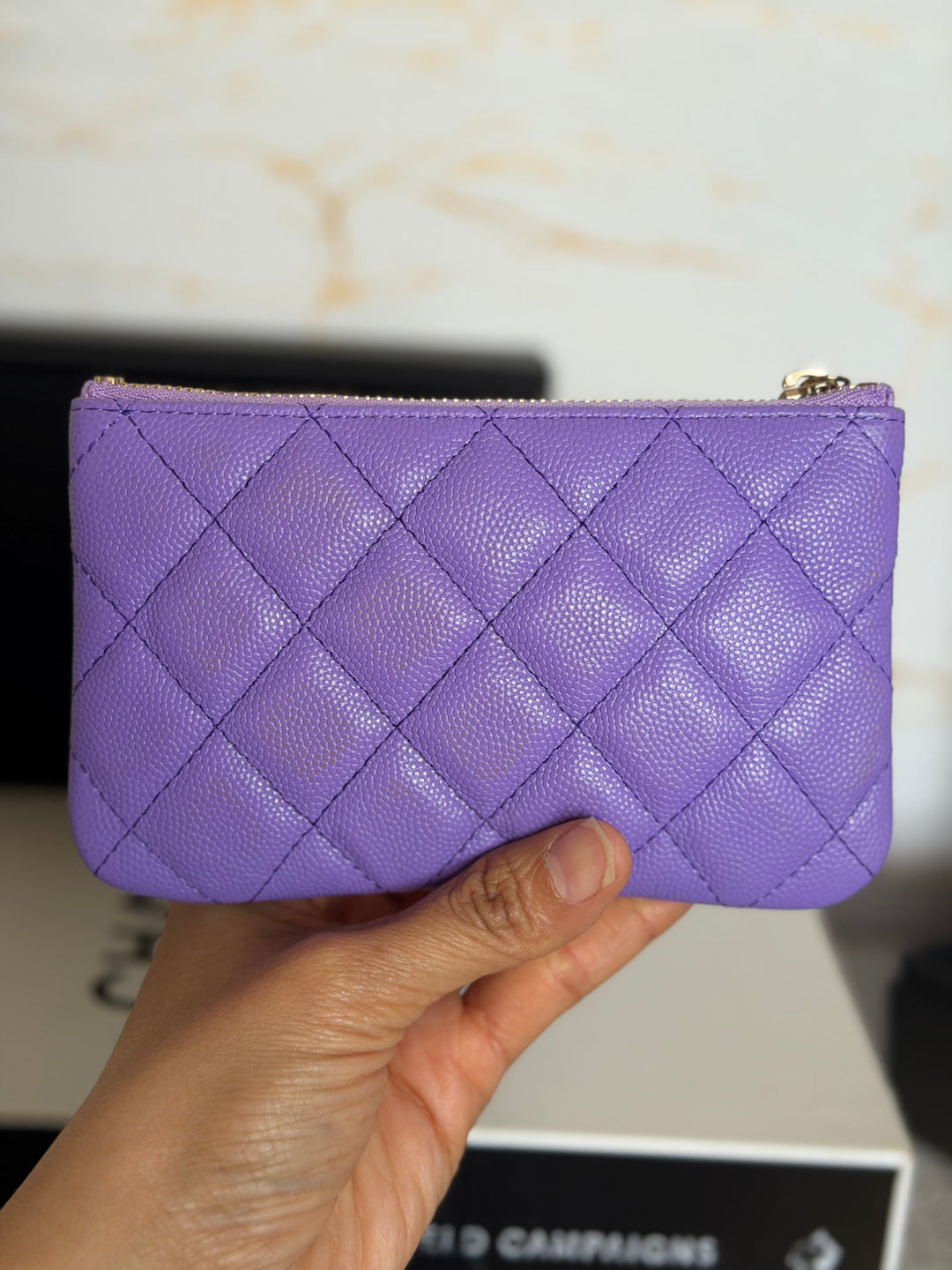 CHANEL series 28 20S purple caviar LGHW Mini O Case Pouch 15 cms