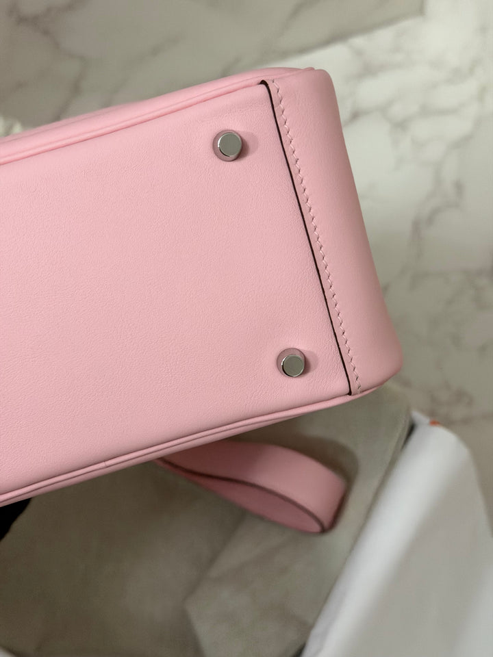 Hermes Mini Lindy Rose Sakura Swift leather PHW Stamp B 2024 *Rare combo*