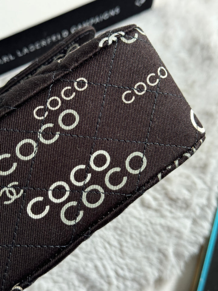 Chanel series 7 2002/2003 Black Canvas Quilted COCO Medium Classic Flap Light Gold Hardware