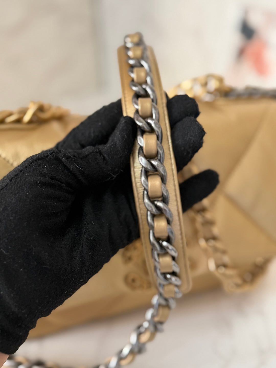 CHANEL series 30 2020 Gold metallic Goatskin 19 size Small with Mixed Hardware