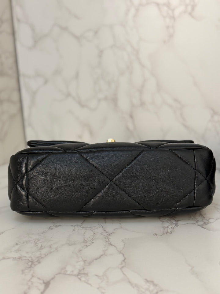 CHANEL 19 Size Small series 31 2020/2021 Black Lambskin Mixed HW Top Handle Flap Bag