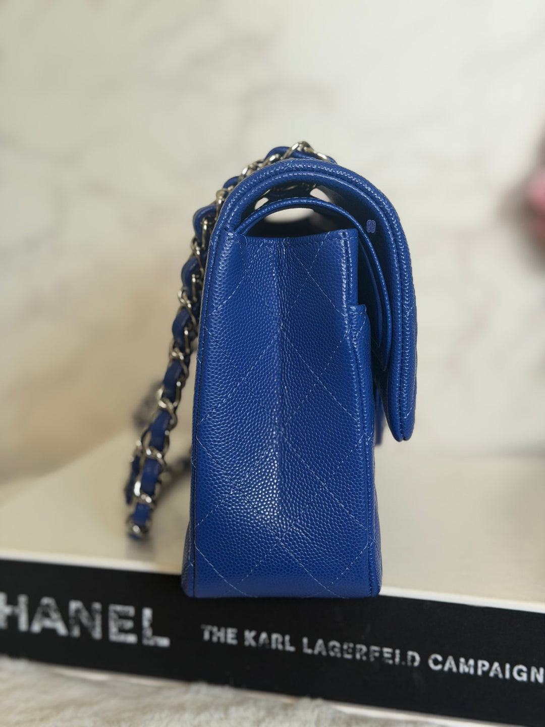 CHANEL Dark Blue Caviar SHW Medium ML Classic Timeless Double Flap Bag 21K collection 2021