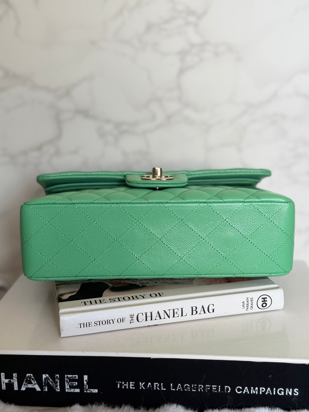 CHANEL 21P Avocado Green Caviar LGHW Small Timeless Classic Double Flap Bag 2021