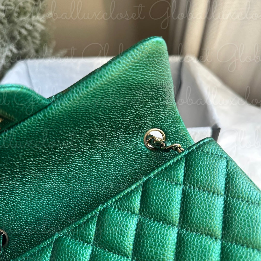 CHANEL 18S Series 25 Emerald Green Caviar LGHW Mini rectangular flap bag 2018 RARE UNICORN FIND